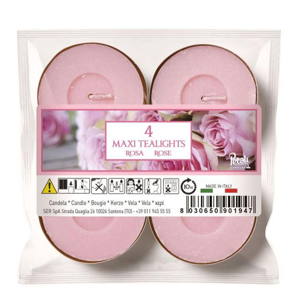 Petali Rose Maxi Tealights (Pack of 4) £1.67
